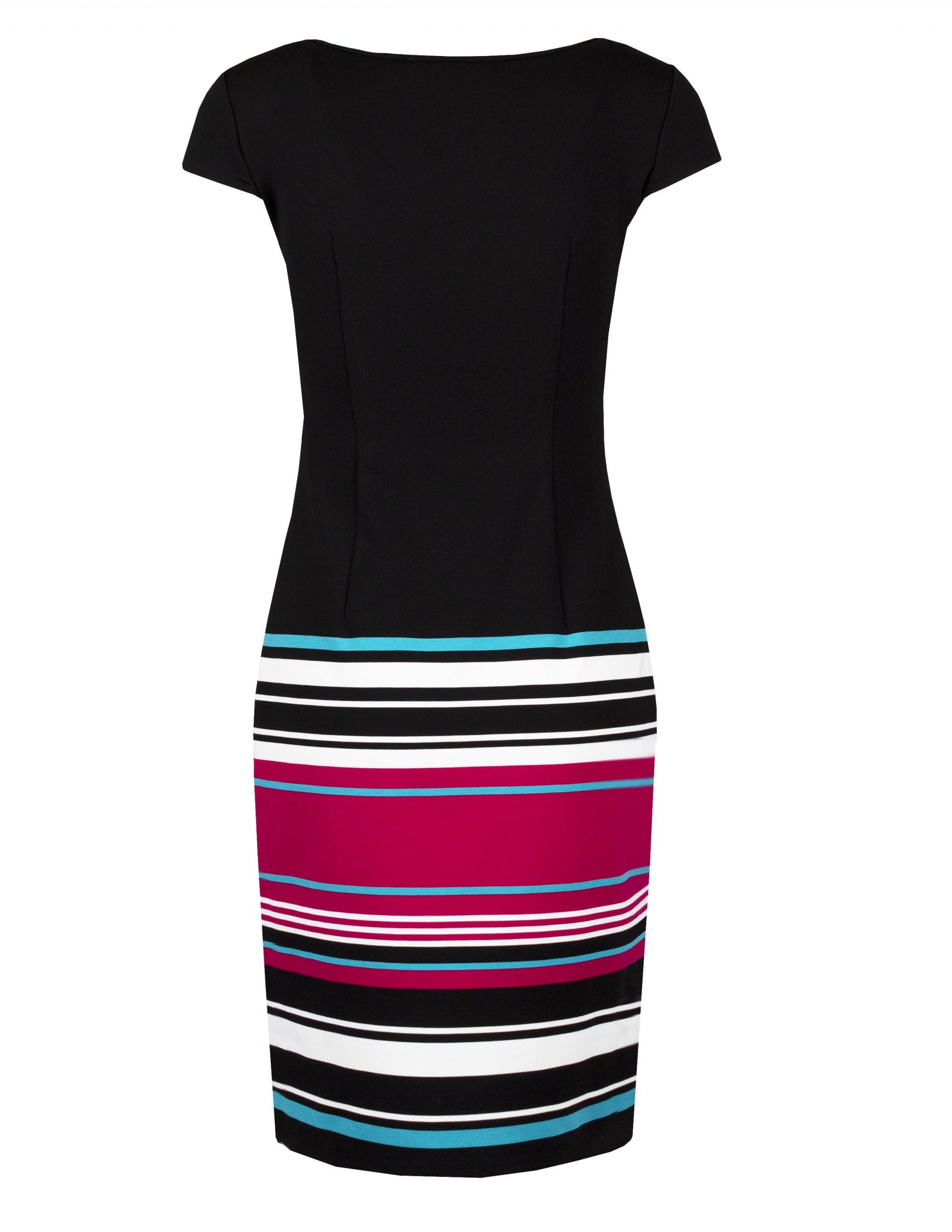 Bodycon short-sleeved dress with stripes print in the lower part 1