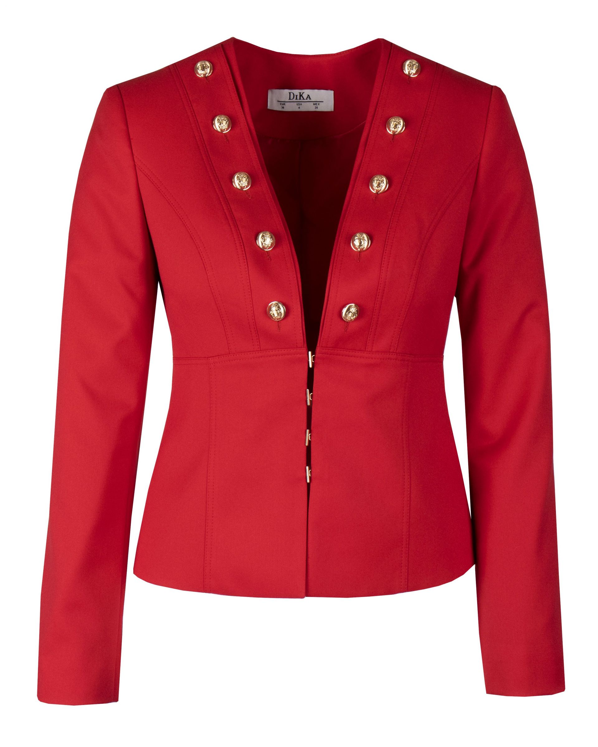 Fitted jacket without lapels, with decorative buttons 0