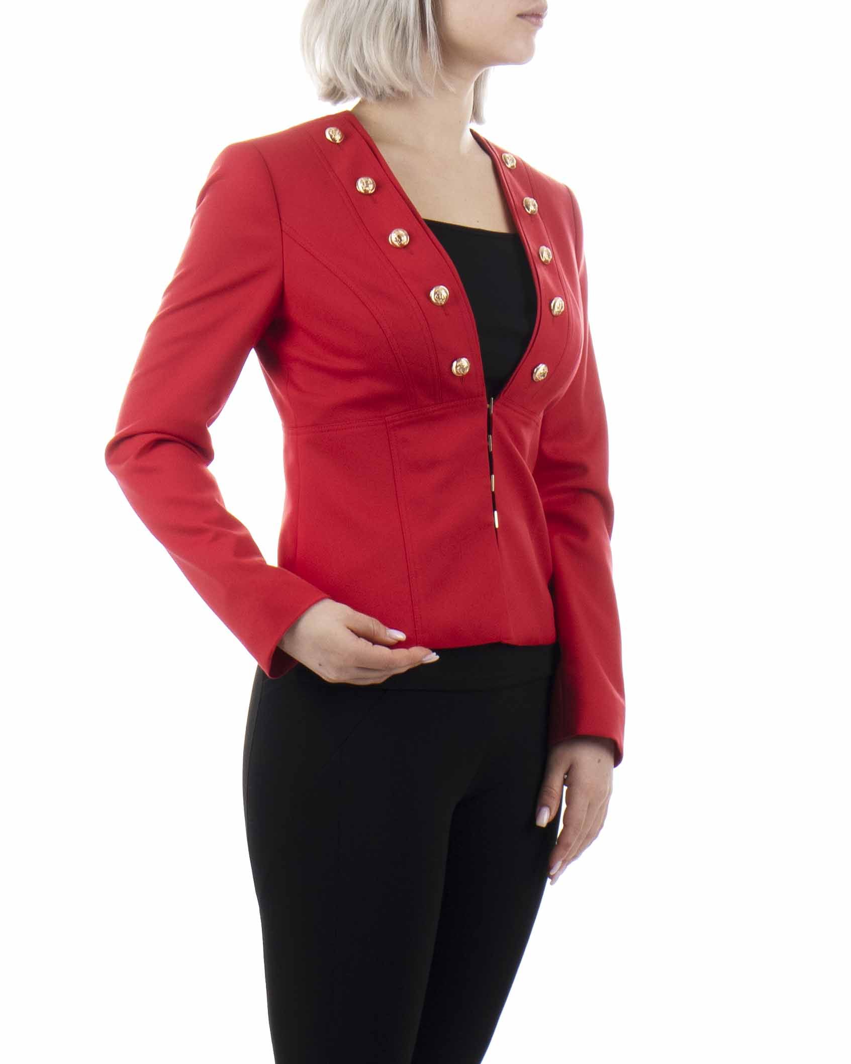 Fitted jacket without lapels, with decorative buttons 3
