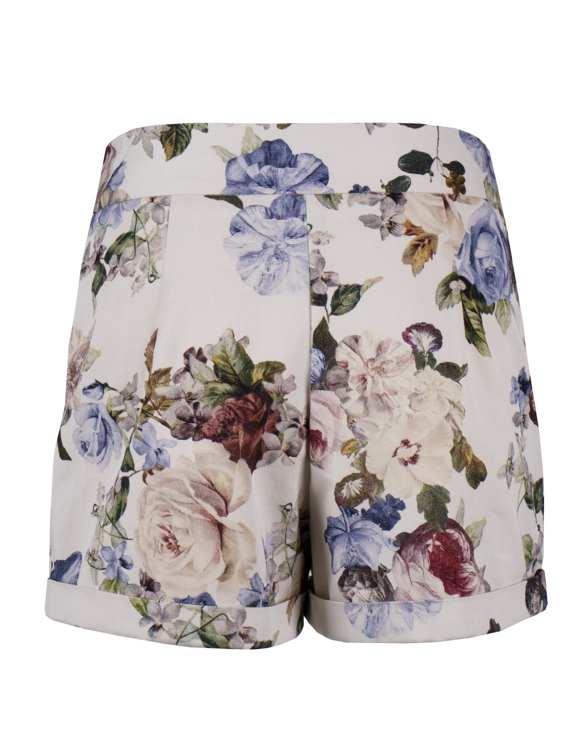 Cotton shorts with roses print 1