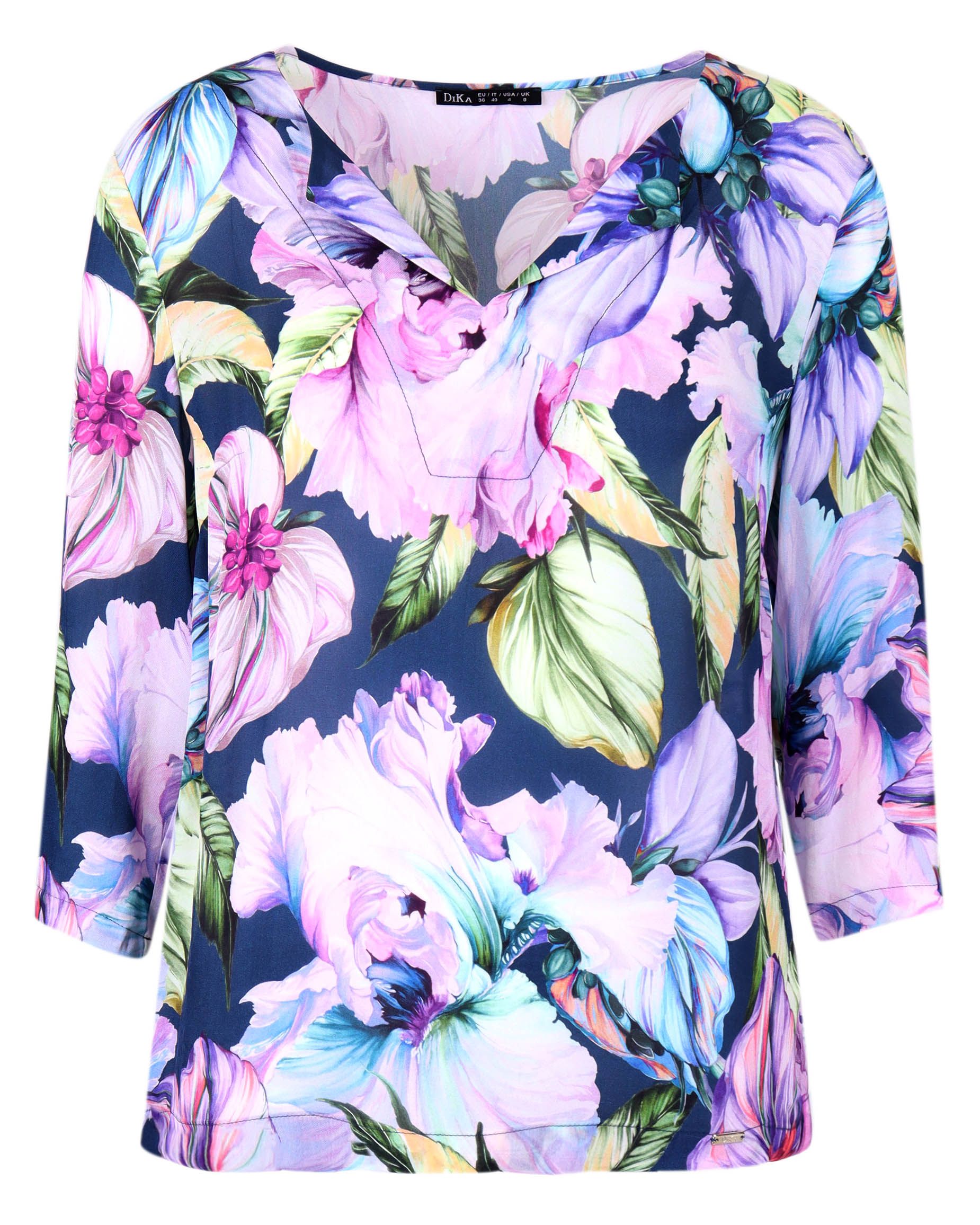Rayon blouse with tropical print 0