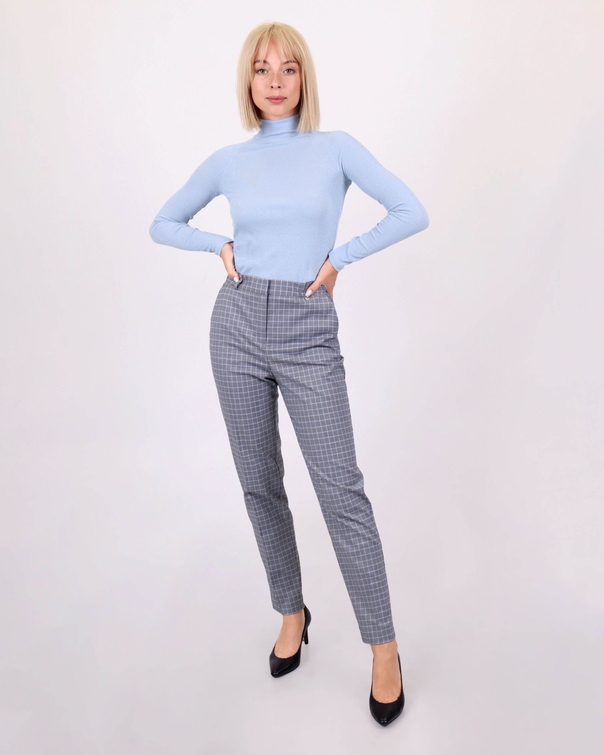 Houndstooth recycled polyester and viscose trousers 2